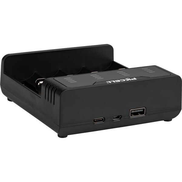 Main product image for USB Powered 4-Bay Battery Charger for Li-Ion, NiMH and NiCad Batteries with USB-A 5 VDC 2A Output Port142-209